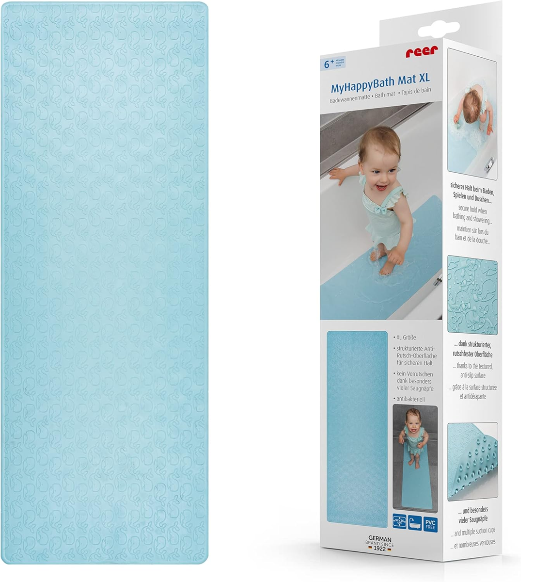 Covoraș antiderapant REER MyHappyBath XXL pentru cadă și duș, 36x97 cm