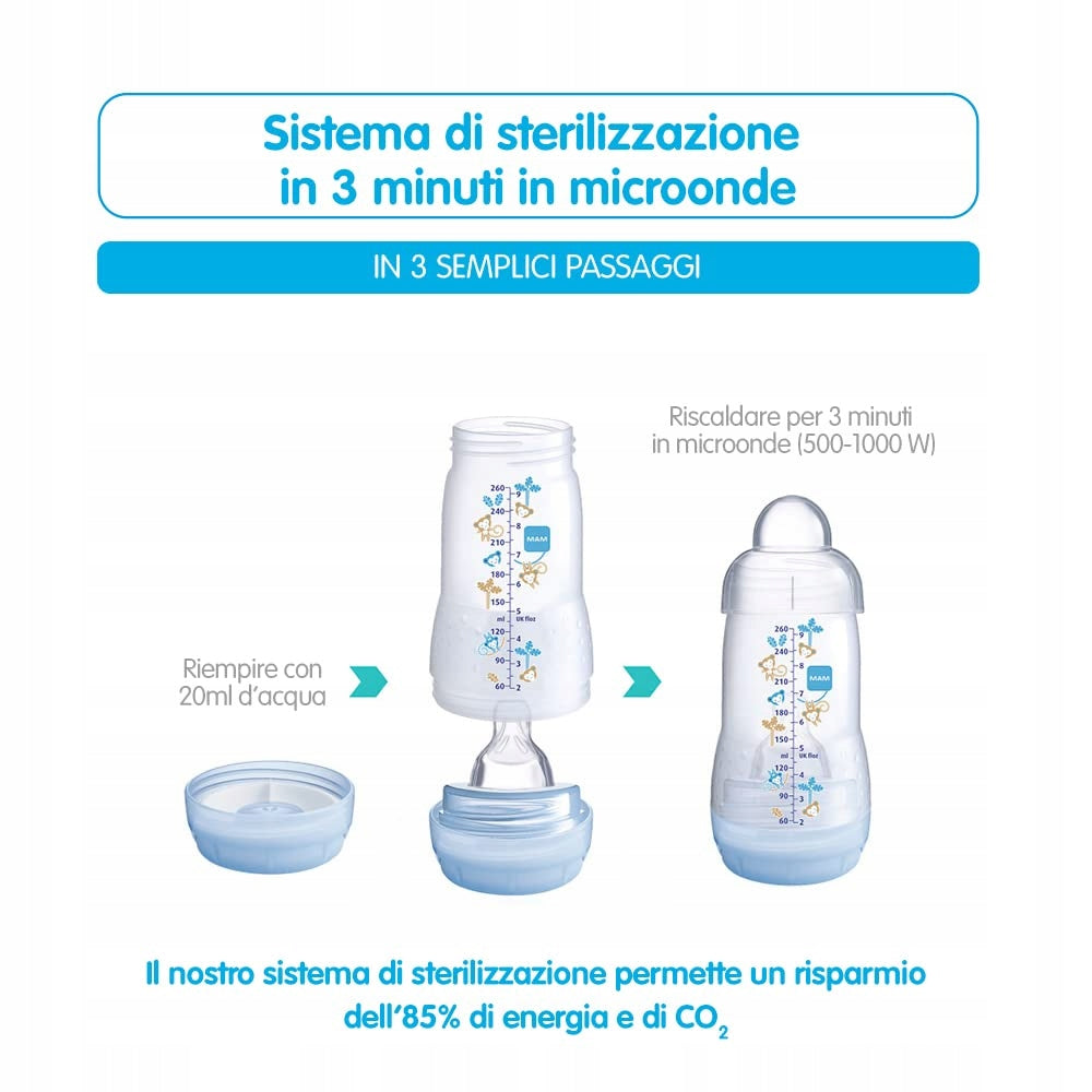 MAM Easy Start kólikaellenes cumisüveg 260 ml, 2 hónapos kortól, 2 db