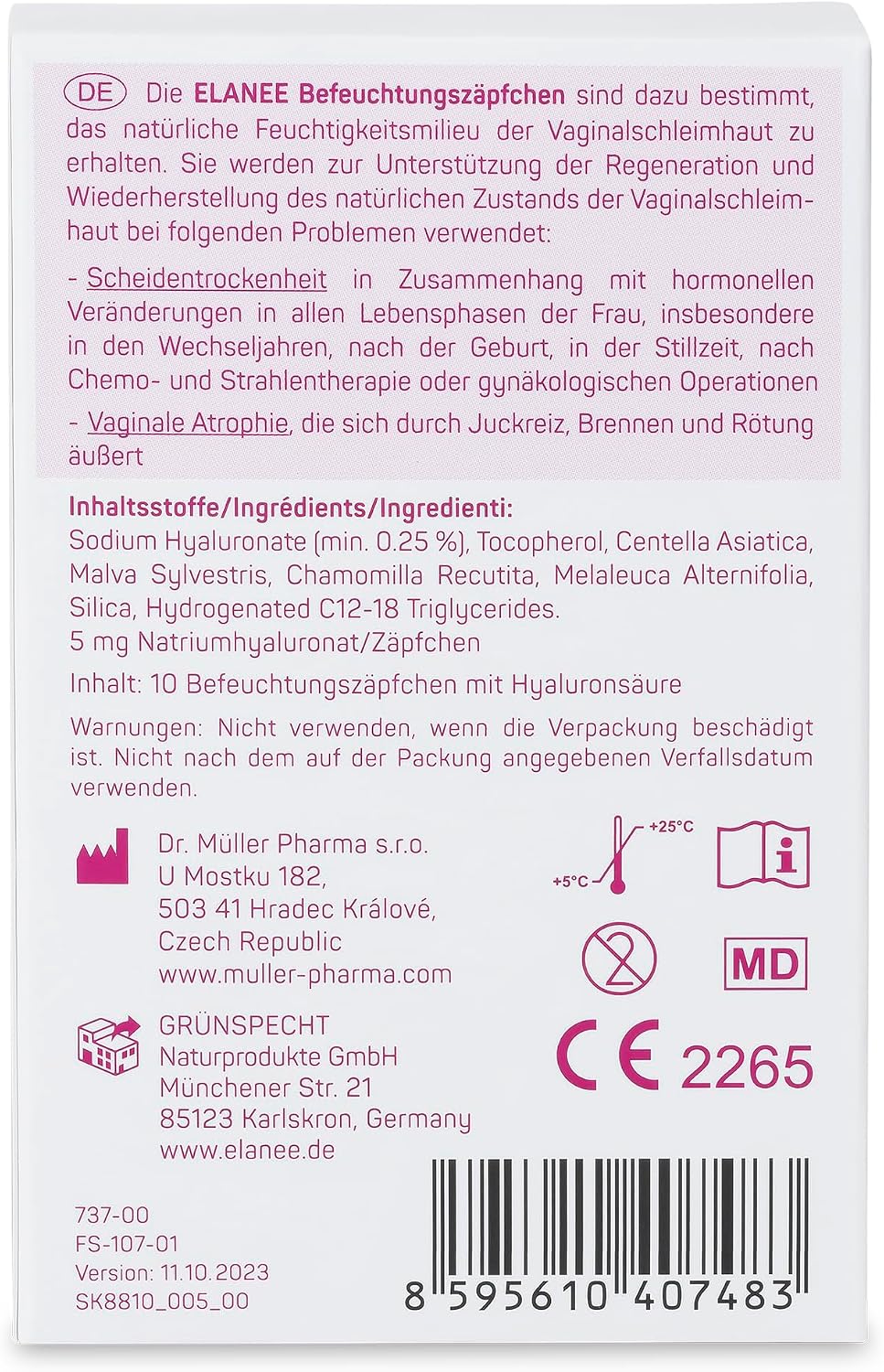 ELANEE globule vaginale hidratante fără hormoni x10