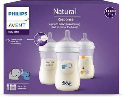 PHILIPS AVENT Natural RESPONSE palack 260 ml 1 hónapos kortól x3 DEKOR