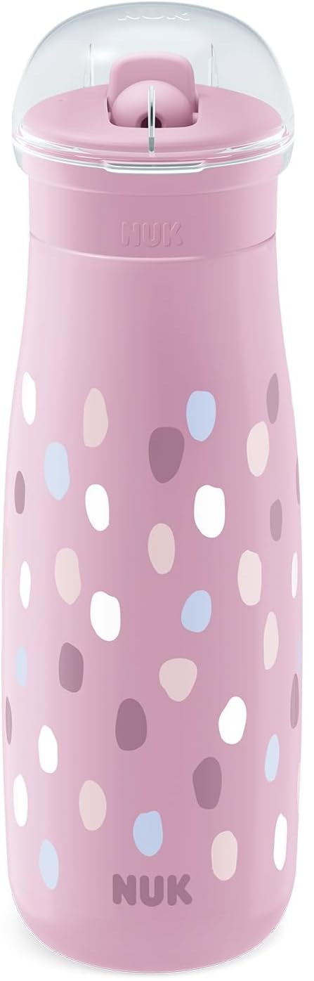 NUK Mini-Me Flip stalowa butelka ze słomką i ustnikiem 500 ml 12 m+
