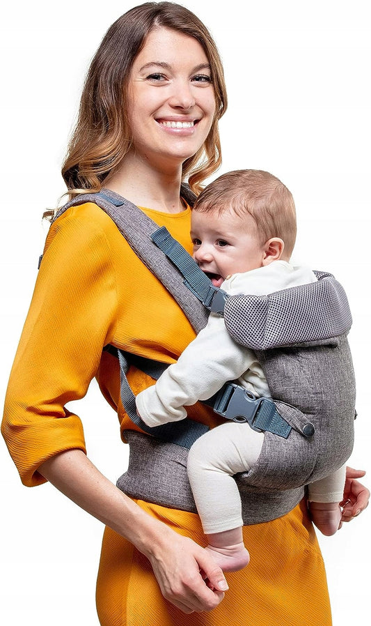 YOU+ME nosidełko ergonomiczne 4w1, szare nosidło dla niemowląt 3,5-14,5 kg, noszenie przód i tył