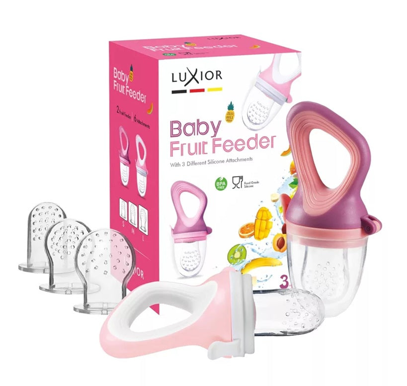 LUXIOR dávkovač cumlíkov na ovocie pre deti 3-12m 2 kusy, 6 náustkov
