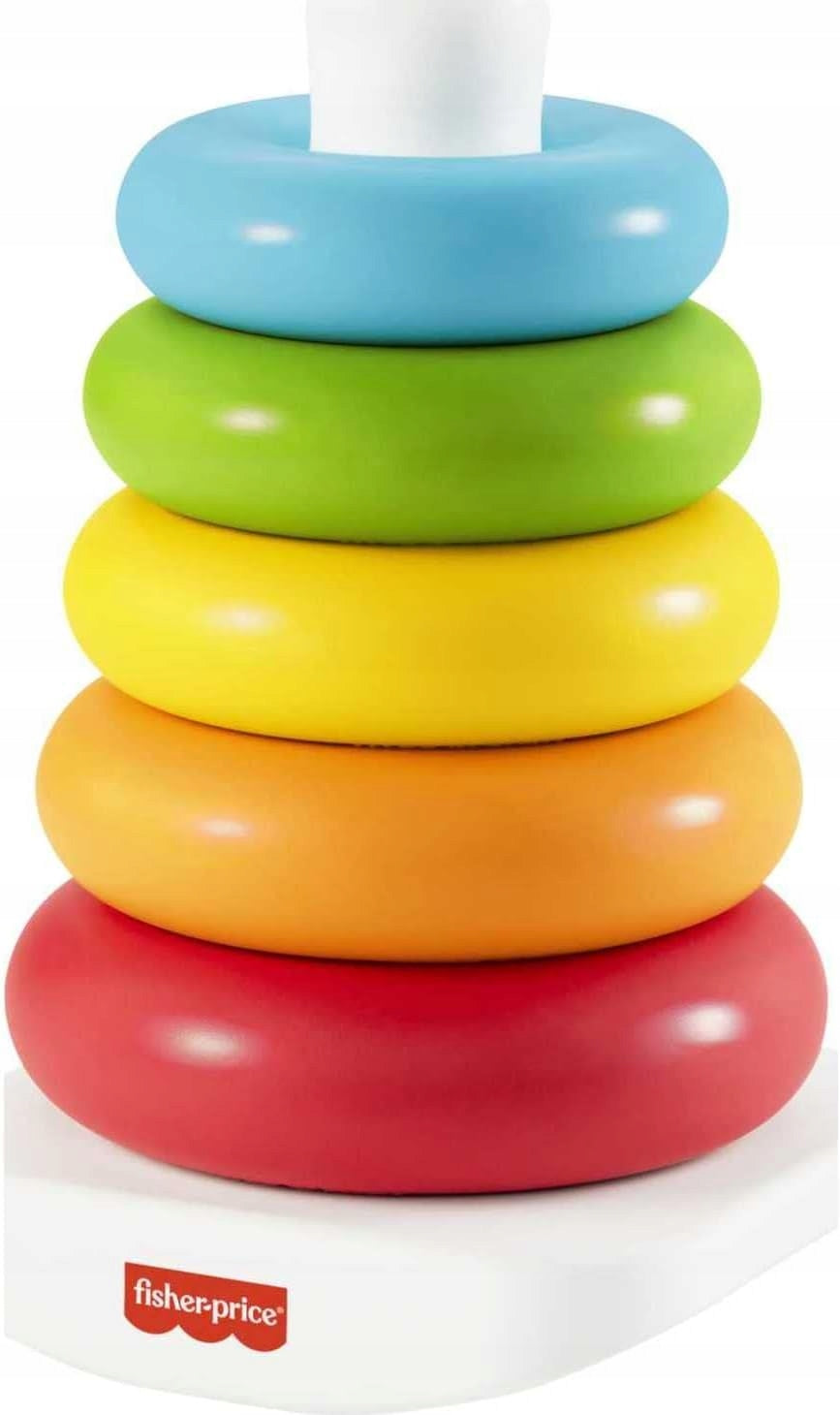 FISHER-PRICE Rock-a-Stack piramida 5 kółek 21 cm, kolorowa zabawka edukacyjna dla dzieci 6 m+