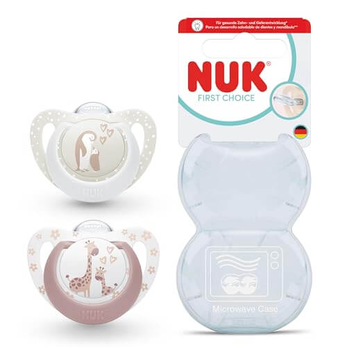 NUK First Choice smoczek uspokajający silikonowy x2 0-6m, zestaw 2 smoczków z etui, wzór Małpka