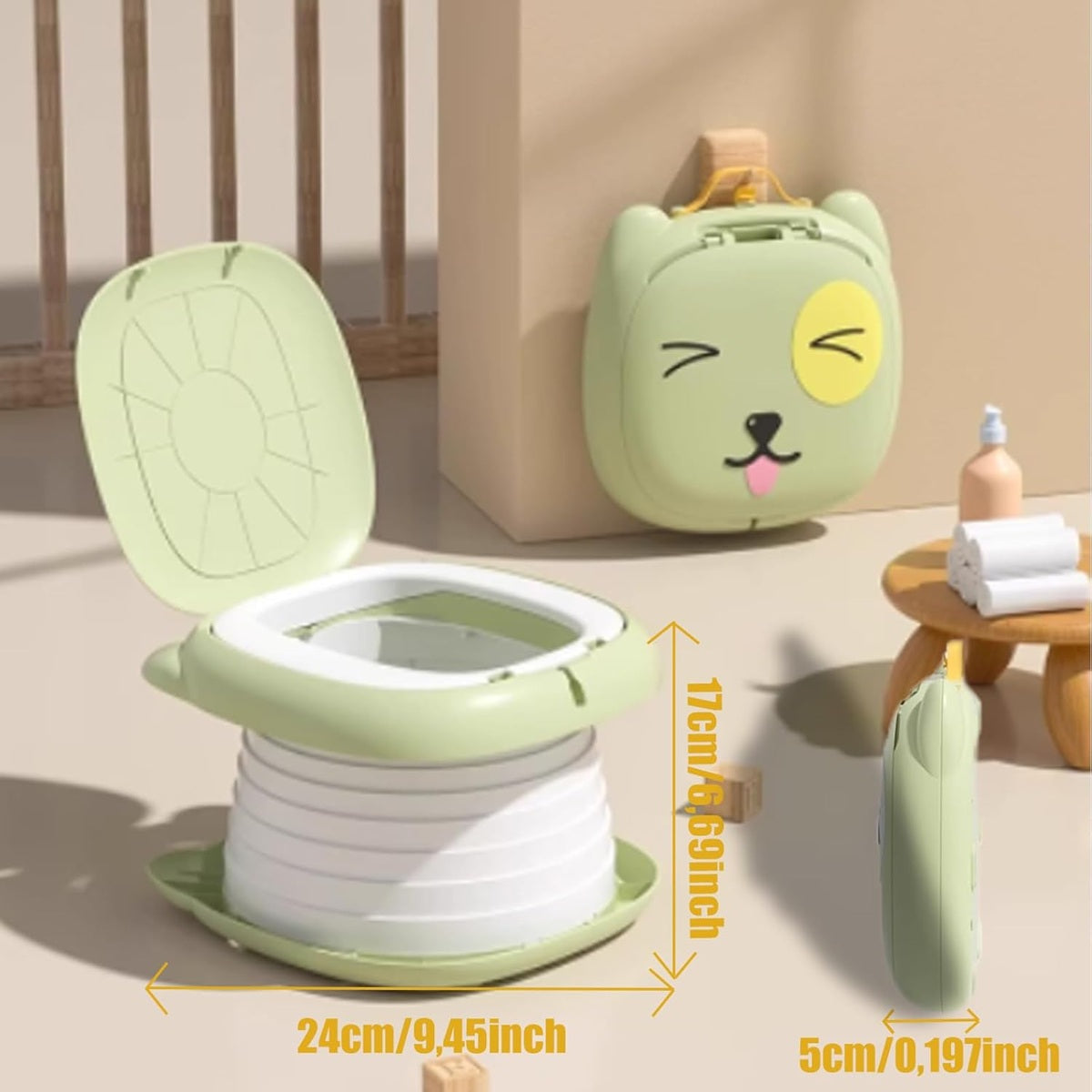 SOSINYA faltbares Reise-Nachttopf tragbare Toilette + Beutel und Etui