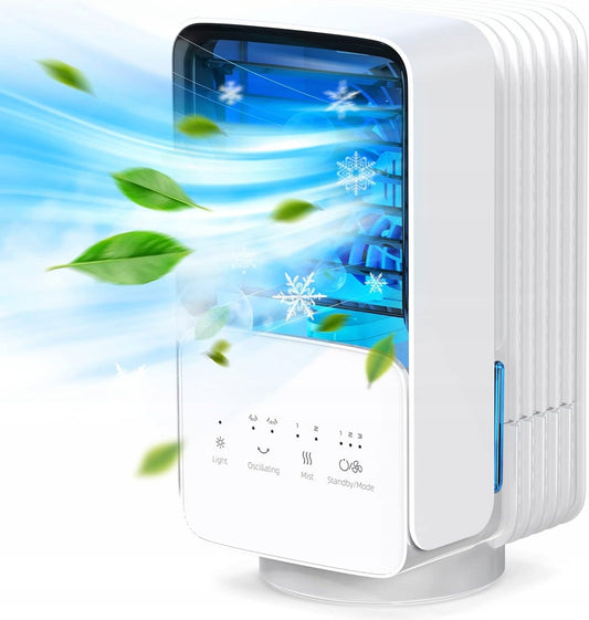 OMISOON Air Cooler mini airconditioner 700 ml met touchpaneel en lampje