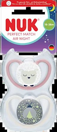 NUK Perfect Match Air Night smoczki 18-36m owca i nocne niebo 2 szt.