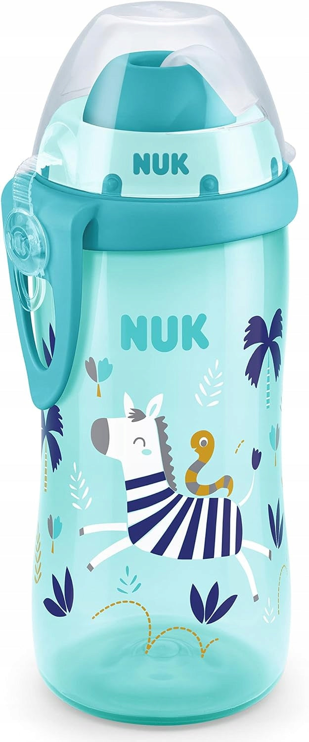 NUK Flexi Cup BUTELKA ze słomką 300 ml efekt kameleona niebieska butelka dla dzieci 12m+