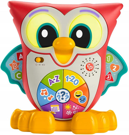 FISHER-PRICE interaktívna SOVA so svetlami, 90 melódiami a vetami, NEMECKÝ JAZYK 18 m+