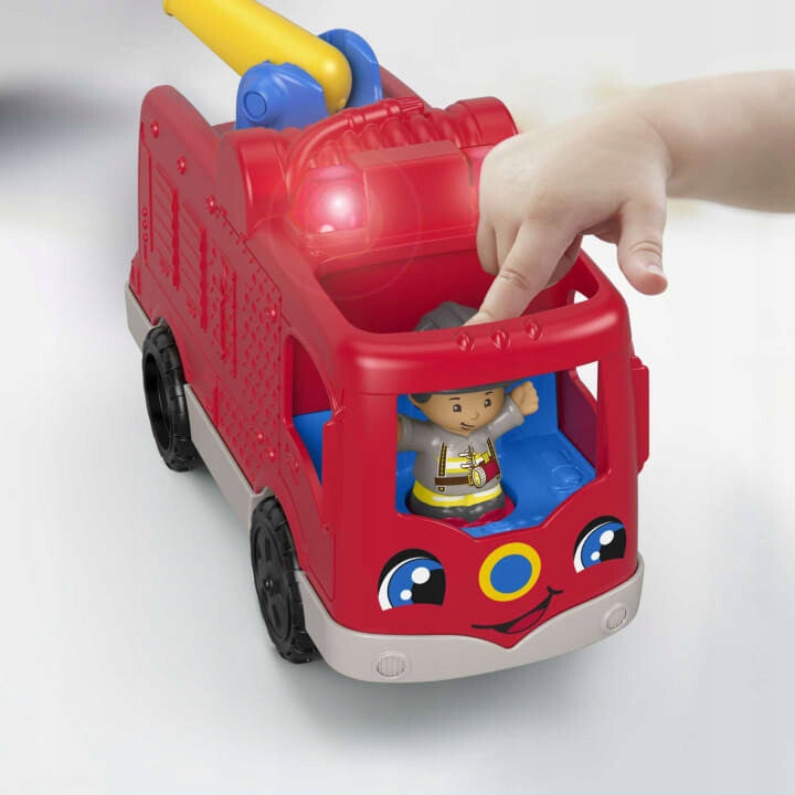 FISHER-PRICE GXR77 wóz strażacki + 1 figurka JĘZYK NIEMIECKI, czerwony z dźwiękami i światłami