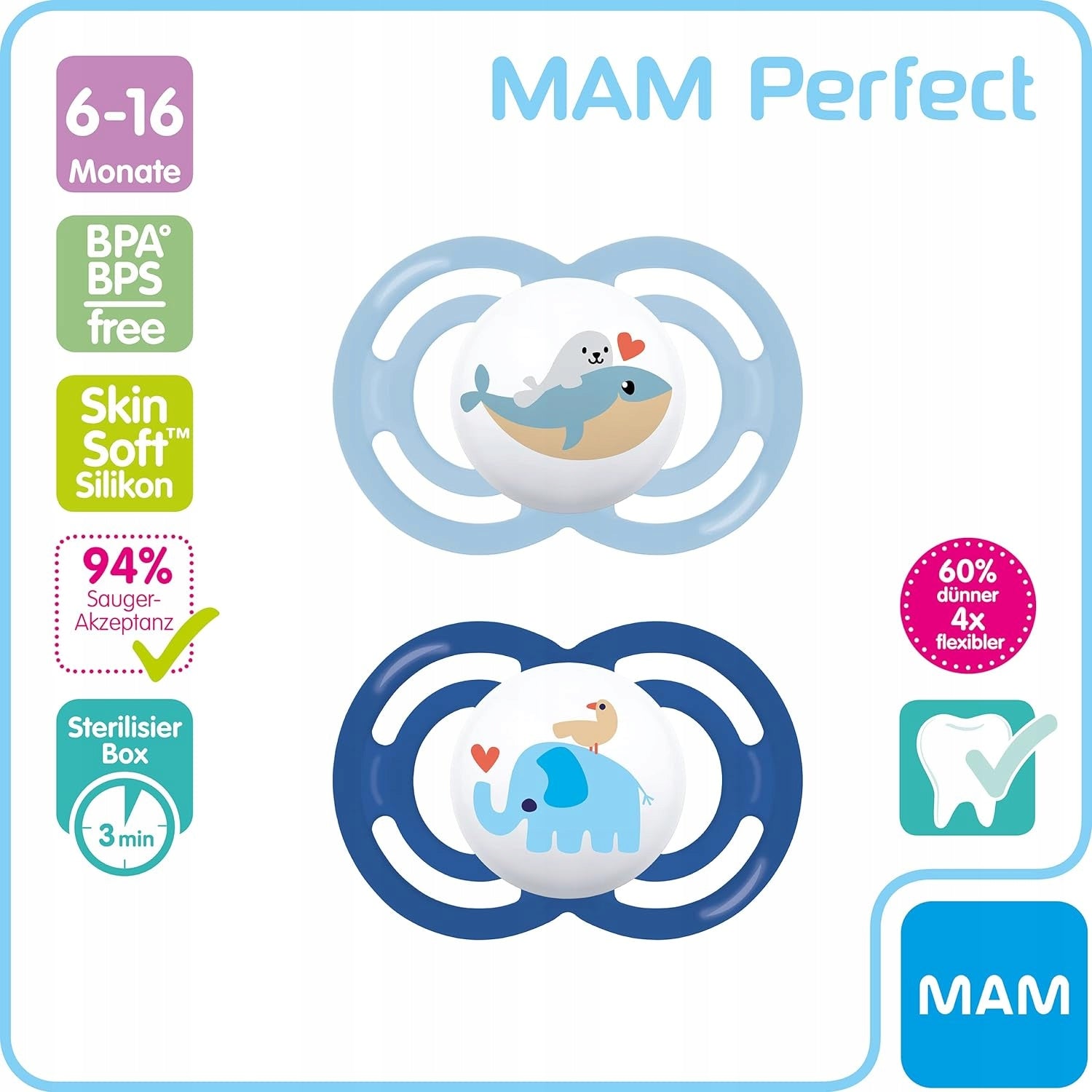 MAM Perfect smoczek x2 6-16msc + box
