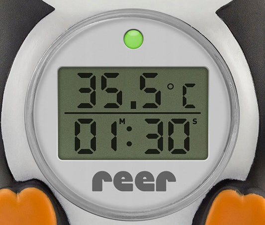 REER MyHappyPingu 2w1 cyfrowy termometr kąpielowy i pokojowy z wyświetlaczem temperatury i timerem