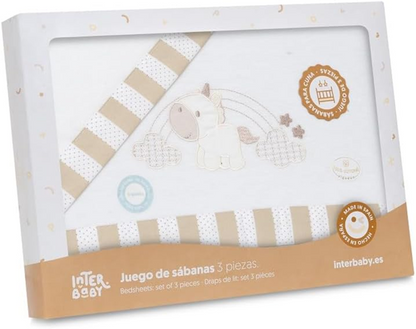 INTERBABY set de lenjerie de pat din 3 piese 60x120 / 40x60 / 110x155