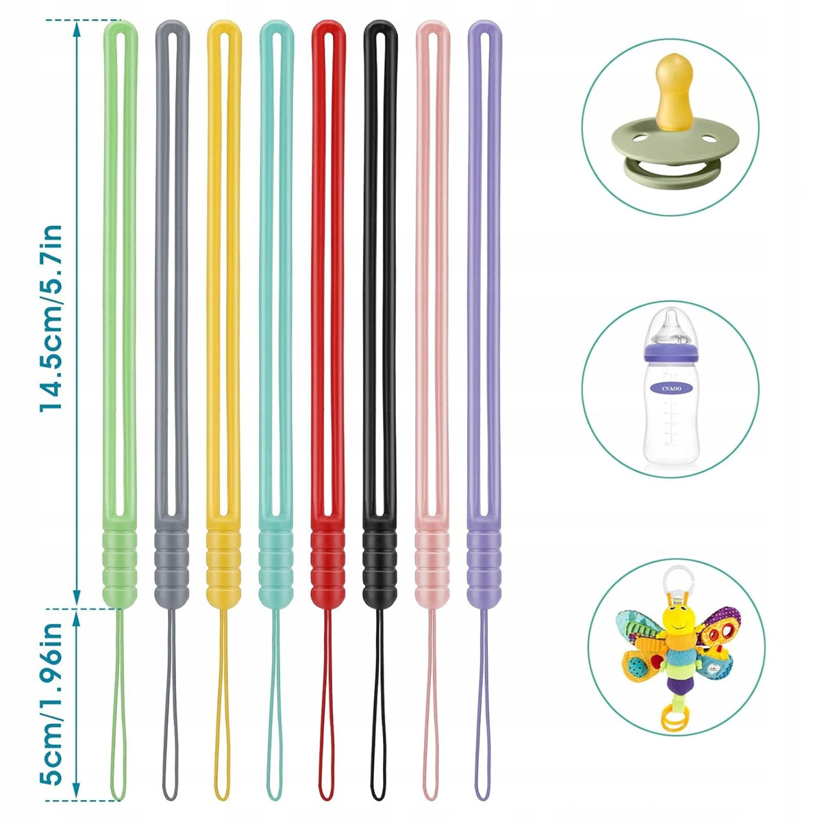 Clipsă DIN CAUCIUC pentru suzetă, jucării și accesorii, 14,5 cm