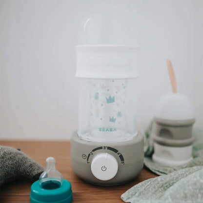 BEABA Baby Second podgrzewacz parowy, sterylizator do butelek i słoiczków dla niemowląt, biało-szary