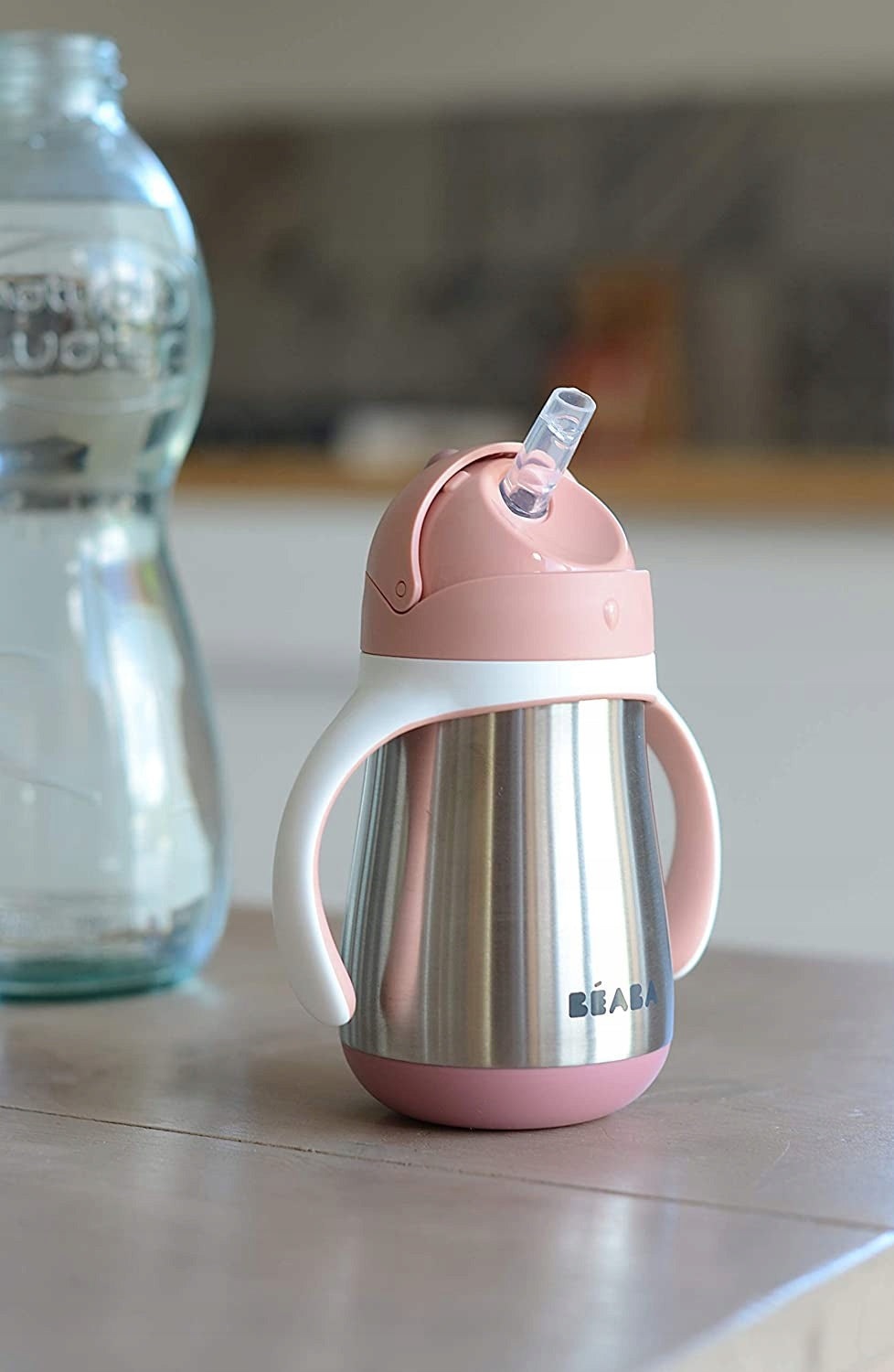 BEABA nevytečúci pohár so slamkou OCEĽOVÝ 250 ml
