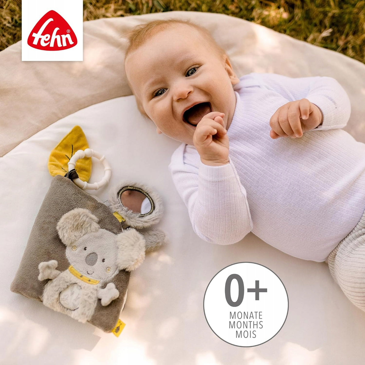 FEHN AUSTRALIA książeczka sensoryczna ZAWIESZKA, koala, 0+, zabawka sensoryczna dla niemowląt