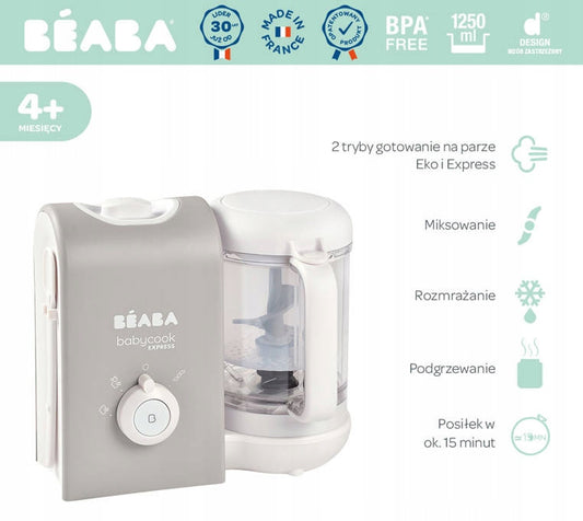 BEABA Babycook Express 4v1 parní vařič, mixér, rozmrazovač, ohřívač