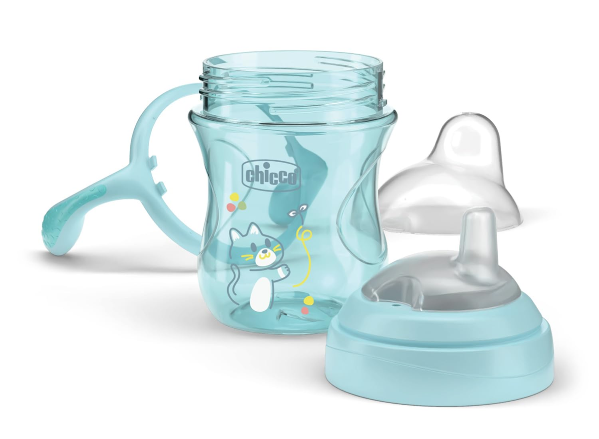 CHICCO Transition Cup cană anti-vărsare cu cioc și mânere, 200 ml, 4 luni+