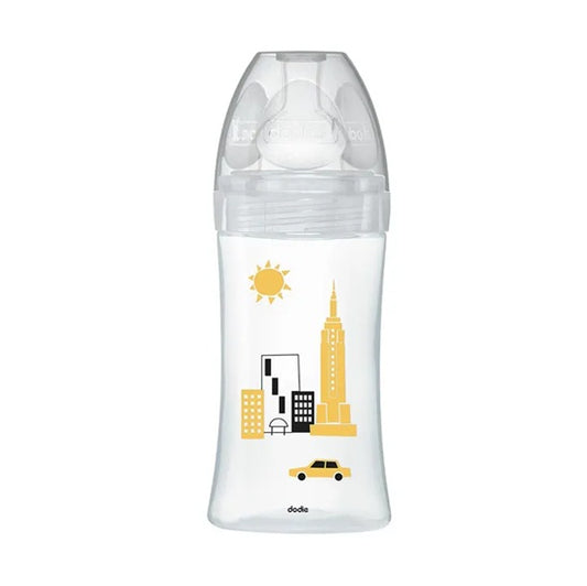 DODIE Sensation+ NOWY JORK szklana butelka 270 ml 0-6 m smoczek 2 średni przepływ