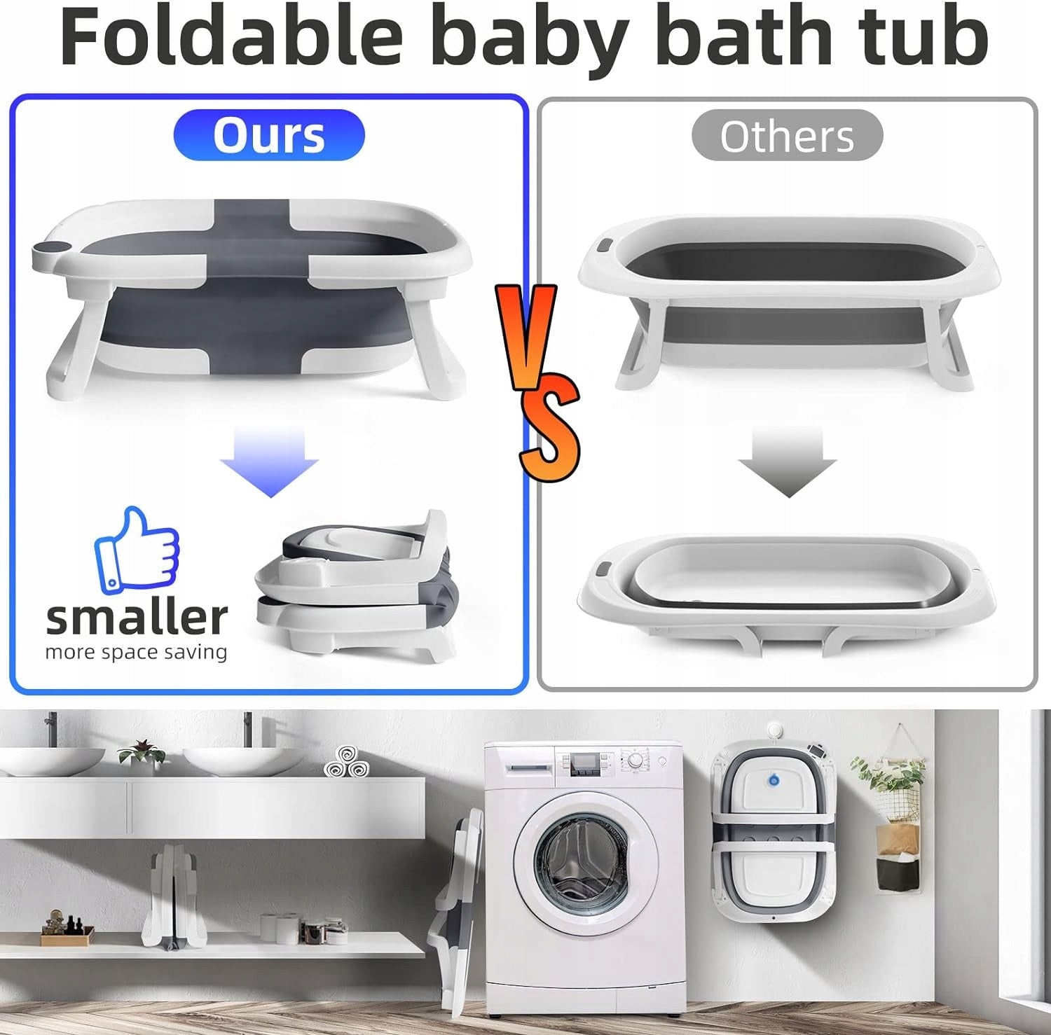 GLENMORE foldable bath tub with drain