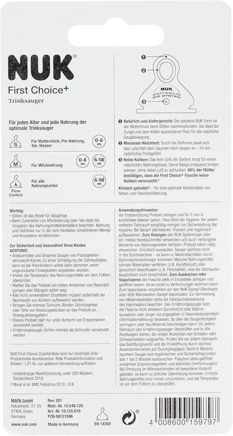 NUK First Choice smoczki silikonowe M 6 18m x2