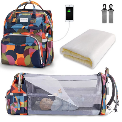 SNDMOR Kinderwagen-Rucksack mit Zubehör und Reisebett