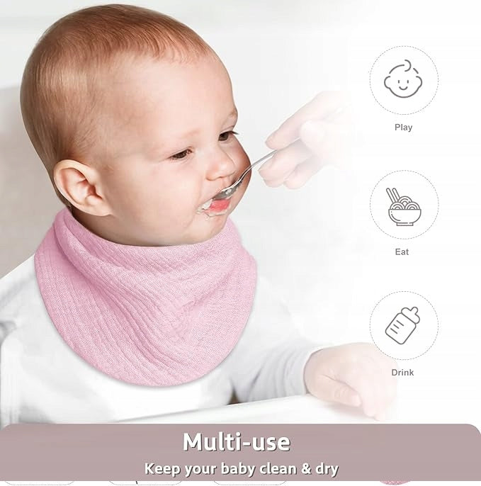 LULU MOON mušelínové bandany bryndáčky na patentky 0-36 měsíců x8