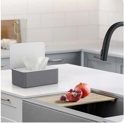 TISSUE BOXcolour white and greywidth 12.7 cm, length 21 cm, height 10.1 cmmaterials plastic