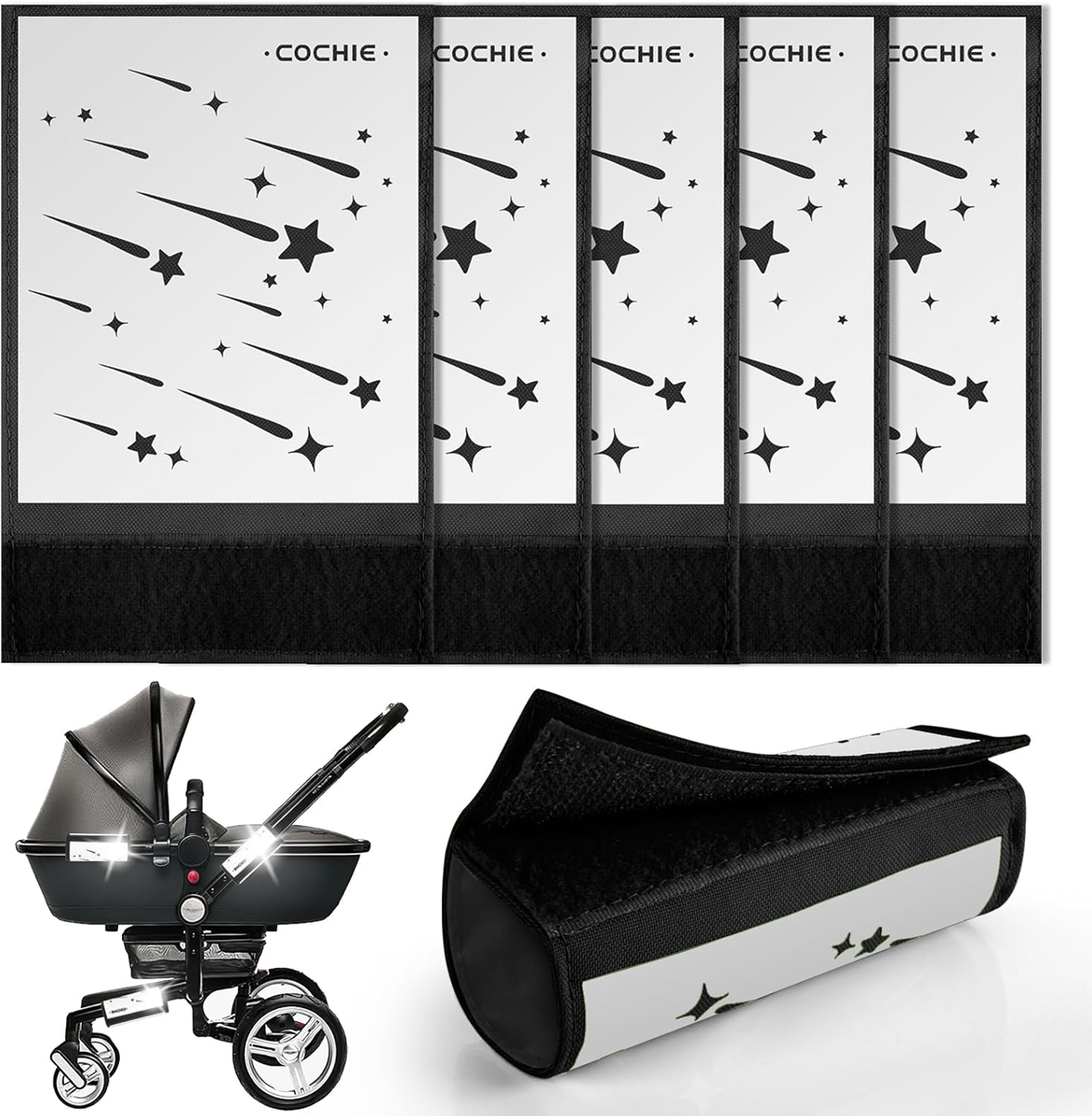 COCHIE αντανακλαστικά με Velcro για καρότσι και όχι μόνο 10 X 15 cm 5 τεμάχια METEORY