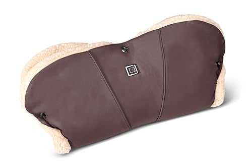 MOON mufka do wózka Tonka ocieplana brązowa mufka na rączkę wózka z miękką pluszową wyściółką