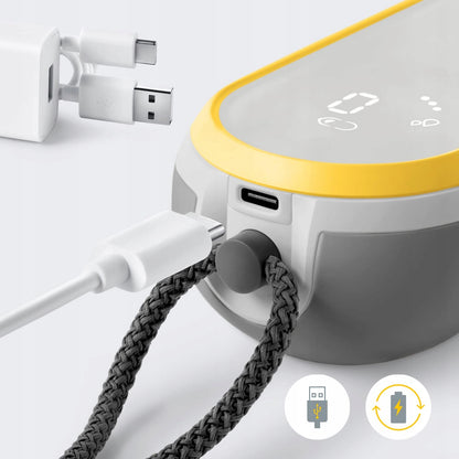 MEDELA Freestyle Flex podwójny LAKTATOR hands-free z kablem USB, akumulatorem i zasilaniem, żółto-szary