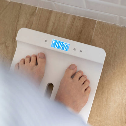 SUAVINEX 2w1 waga cyfrowa i pomiar wzrostu, biała waga łazienkowa z pomiarem ciała