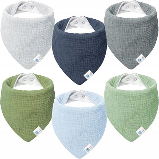 LULU MOON muslin bibs, snap-on bandanas