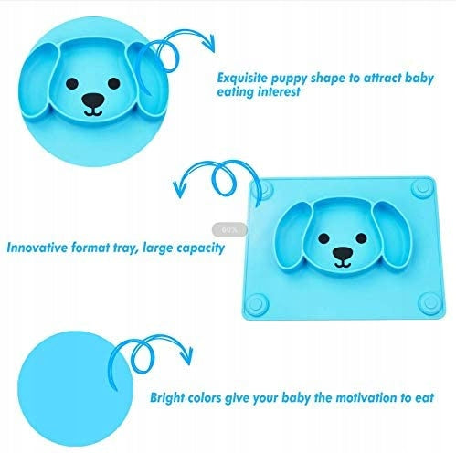 integrated silicone mat with platecolour blue with doggy motifMaterial siliconeVolume: 65 ml, 65 ml and 210