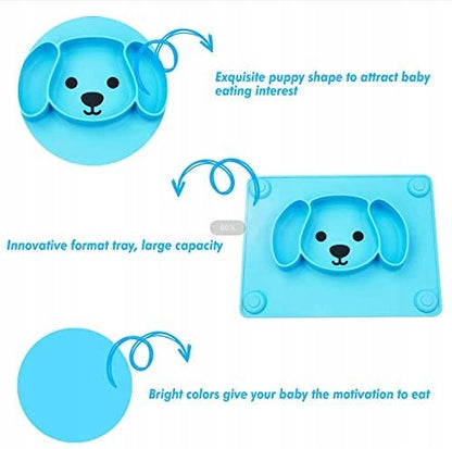 integrated silicone mat with platecolour blue with doggy motifMaterial siliconeVolume: 65 ml, 65 ml and 210