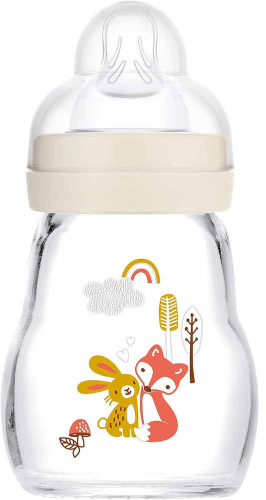 MAM Feel Good skleněná láhev 170 ml 0 m+ dudlík 1