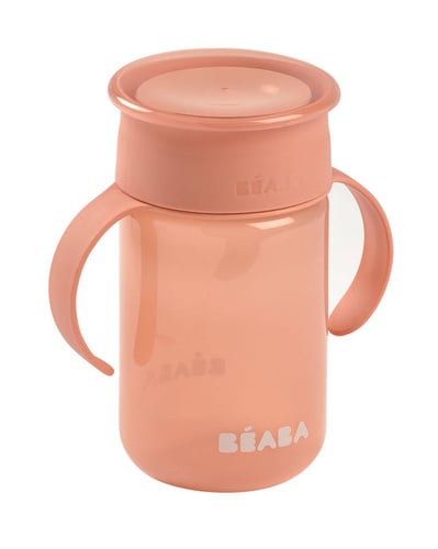 Béaba 360°-os gyakorlópohár pink színben, 340 ml, 12 hónapos kortól
