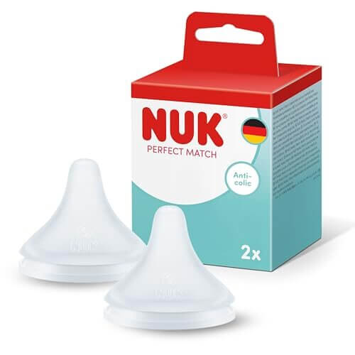 NUK Perfect Match smoczki do butelek M 2 szt. 6+ silikonowe smoczki antykolkowe do butelki