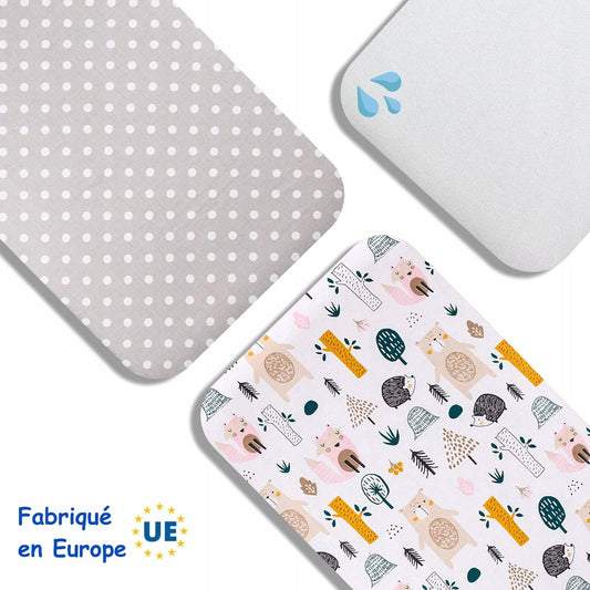 LOVELY HIPPO prześcieradło z gumką x2 + mata wodoodporna Next2Me 83X50 – zdjęcie produktu 2