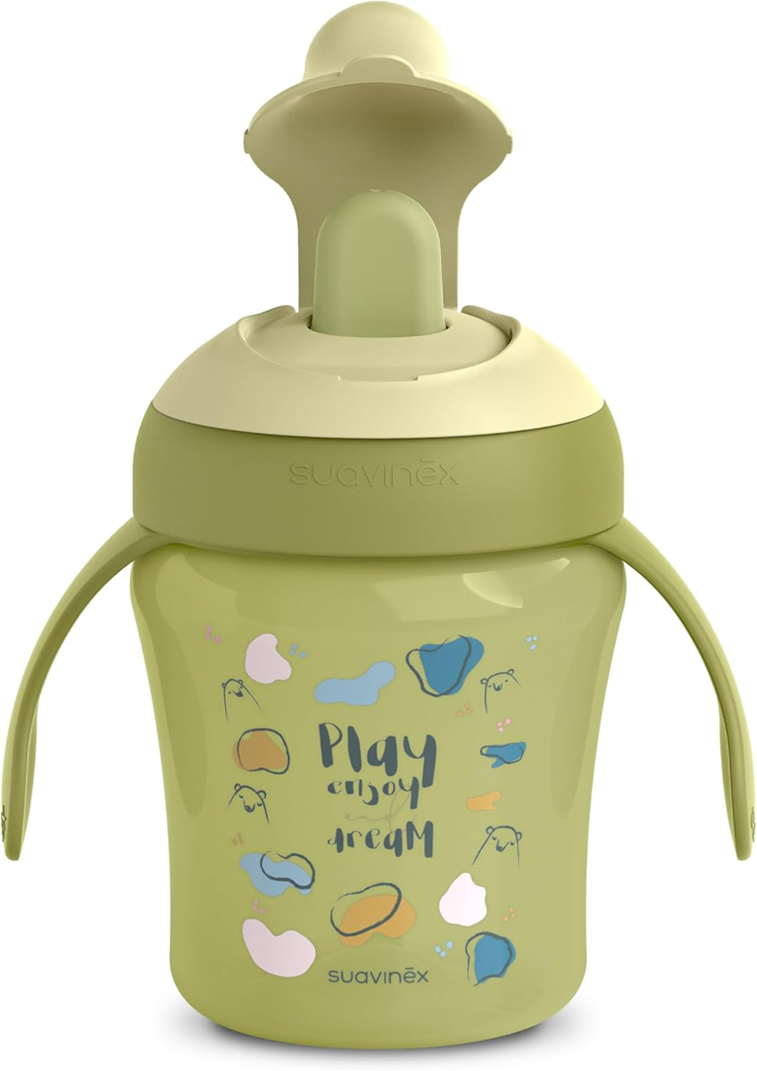 SUAVINEX Learning Cup cană anti-vărsare cu muștiuc rigid, 200 ml, 6 luni+