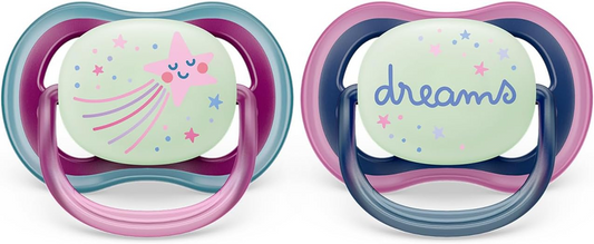 PHILIPS AVENT Ultra Air Night dudlíky x 2 6-18 měsíců SVÍTÍ VE TMĚ