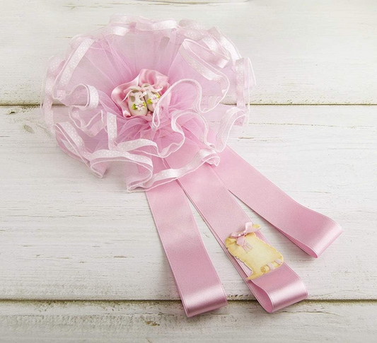 MARELI fiocco nascita 32 cm ceramica tulle raso