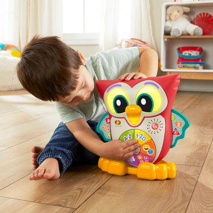 FISHER-PRICE interaktívna SOVA so svetlami, 90 melódiami a vetami, NEMECKÝ JAZYK 18 m+