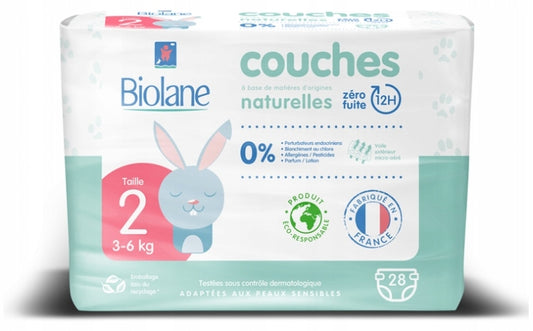BIOLANE pieluszki rozm.2 3-6kg x28szt. jednorazowe pieluchy dla dzieci, ultra-absorbujące, do 12h suchości