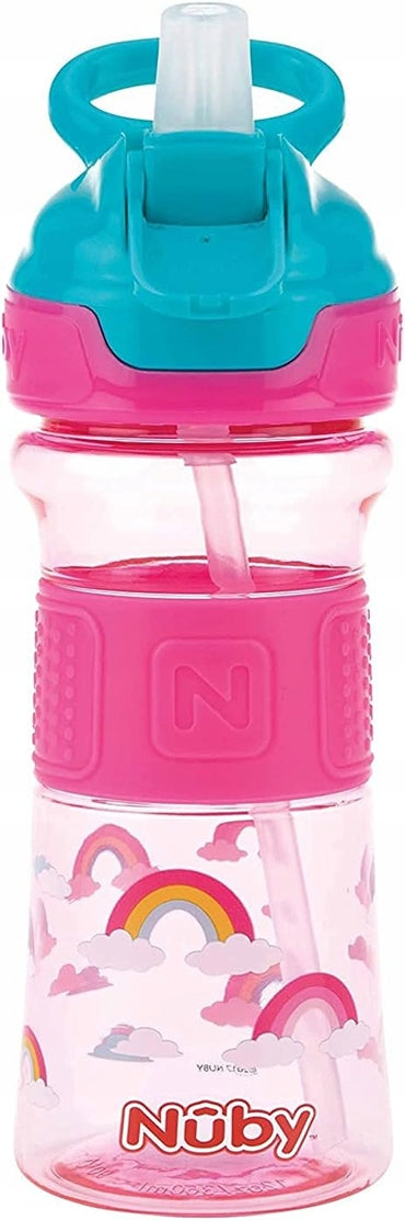 NUBY Flip-it Cup cană tritan anti-picurare cu pai și gură de scurgere 3 luni+ 360 ml