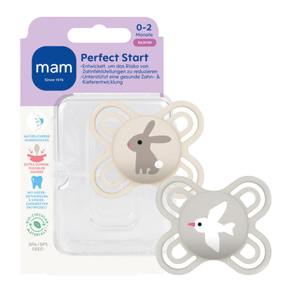 MAM Perfect Start πιπίλα σιλικόνης 0-2m x2