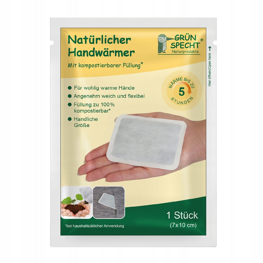 GRUNSPECHT naturalne ogrzewacze do rąk do 5 godzin ciepła x10, kompostowalne 7x10 cm