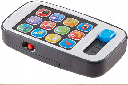 FISHER-PRICE smartfon interaktywny J.NIEMIECKI, kolorowy telefon zabawkowy z przyciskami aplikacji